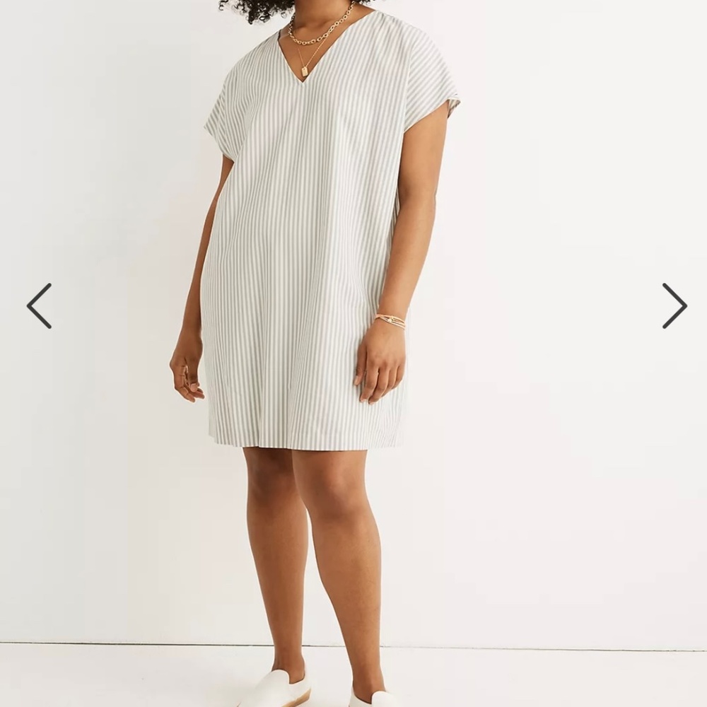 Madewell Button back easy dress in stripe, xs